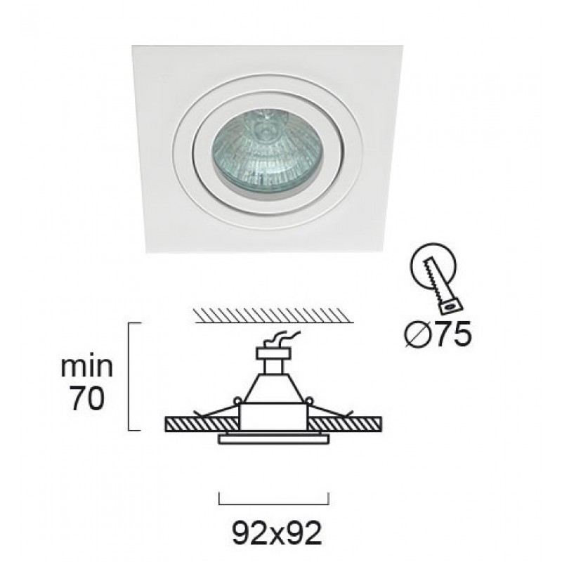 Recessed Spot White Square Adj 92X92 Richard RICHARD GU10  MAX 50W WHITE IP20 220-240 VAC  ALUMINIUM      4106201 