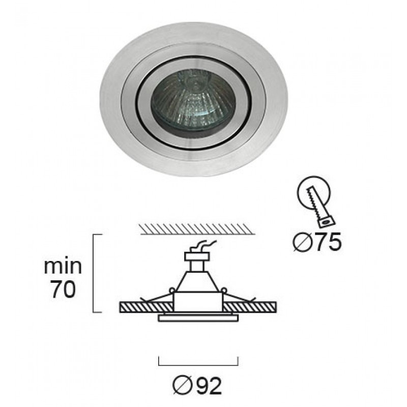 Recessed Spot White Round D 92 Richard RICHARD GU10 1 x MAX 50W SILVER  IP20 220-240 VAC  ALUMINIUM      4106400 