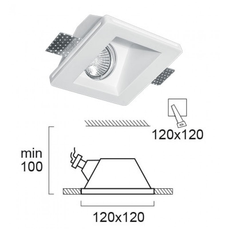 КЕРАМИЧЕН СПОТ INDRECT SQUARE БЯЛ