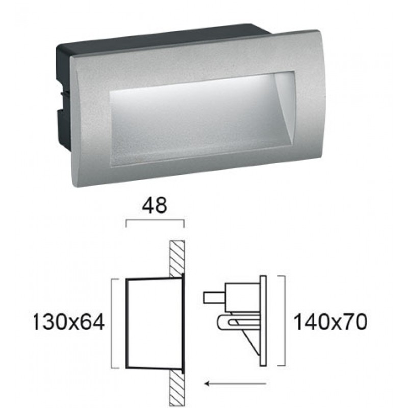ВГРАДЕНА СТЕННА ЛАМПА RIVA LED 3,6W СИВ ВГРАДЕНА СТЕННА ЛАМПА RIVA LED 3,6W СИВ