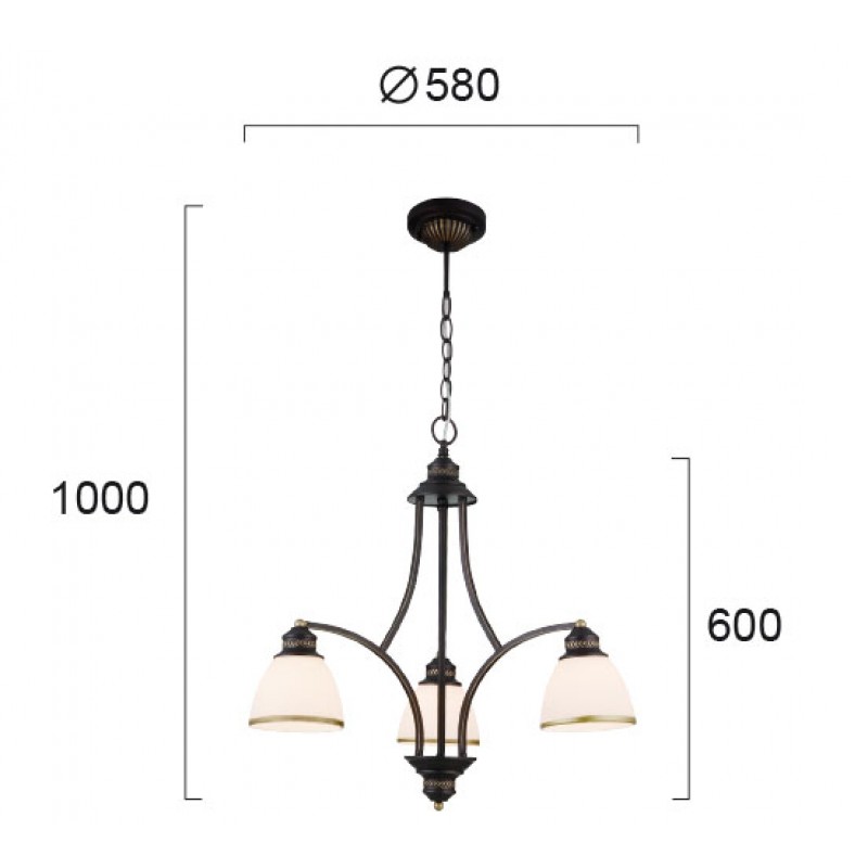 ПЛАФОН CLAIR 3 X E27 580MM БЯЛ/КАФЯВ
