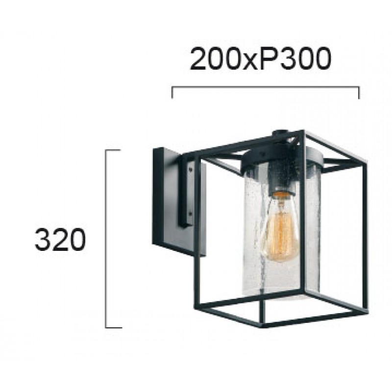 Wall Lamp Matty MATTY E27 MAX 60W TRANSAPARENT  / BLACK IP23 220-240V  GLASS / ELECTROSTATIC PAINTED STEEL      4134700 