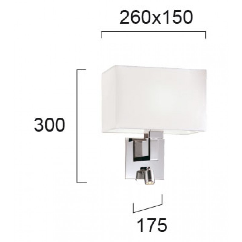 Wall Lamp W 175 Baltimore BALTIMORE E27 + LED module 1 x MAX 42W  + LED 1W WHITE / CHROME IP20 220-240 VAC  FABRIC SHADE / PLATED STEEL  3000K  90 Lm   4172400 