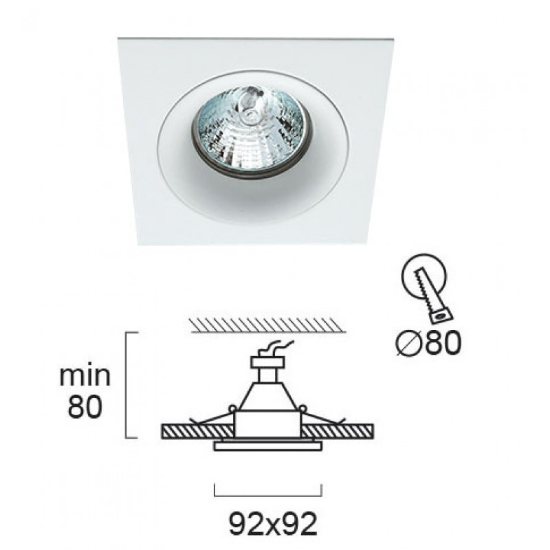 Resseced Spot White Square Tim TIM GU10 MAX 50W WHITE IP20 220-240V  ALUMINIUM      4182800 