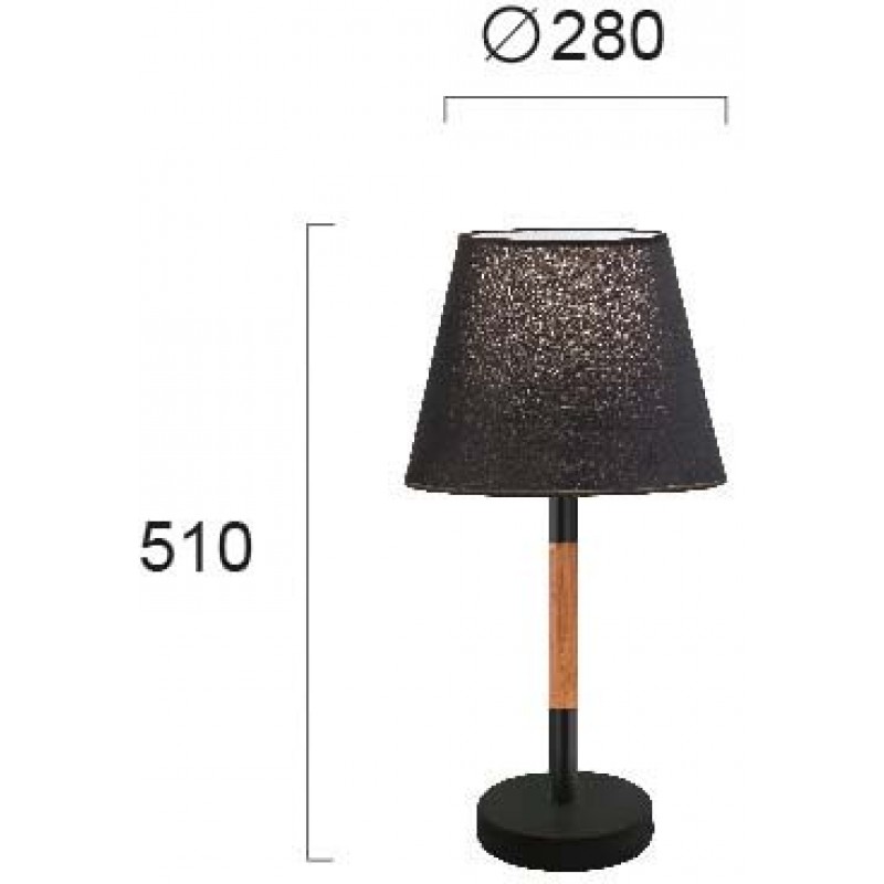 Table Lamp Black Villy VILLY E27 MAX 40W  BLACK / OAK IP20 220-240V  FABRIC SHADE / ELECTROSTATIC PAINTED STEEL / WOOD      4188101 