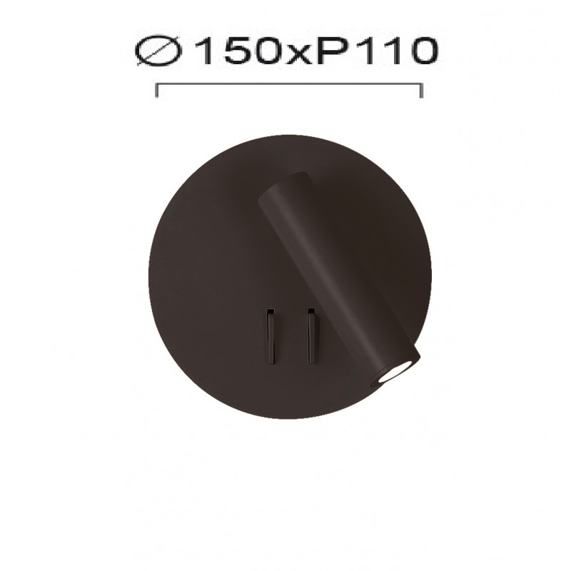 Wall Lamp Led Black Round Moby MOBY LED module 6W + 3W BLACK IP20 220-240 VAC  PC / ALUMINIUM / ELECTROSTATIC PAINTED STEEL  3000K  700 Lm  4188201 