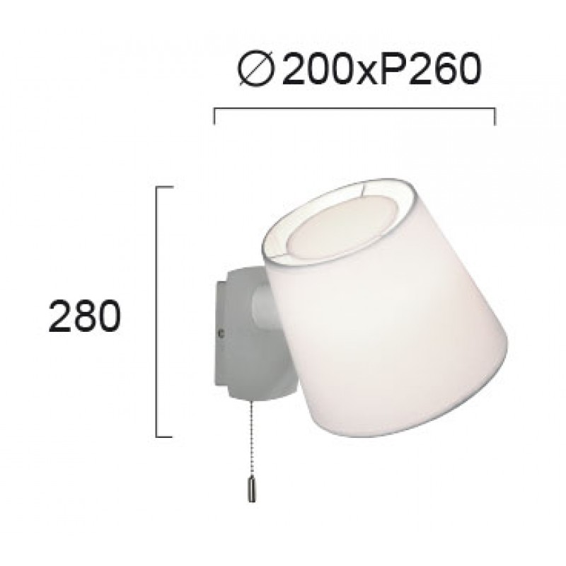 Wall Lamp Viana VIANA E27 MAX 60W WHITE IP20 220-240V  FABRIC SHADE / ELECTROSTATIC PAINTED STEEL      4195800 