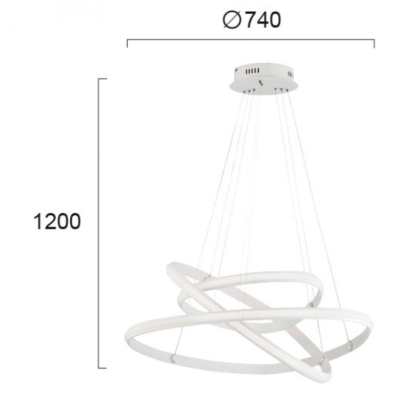 ПЕНДЕЛ COZI LED 57,6W 3100K 3600 LM БЯЛ