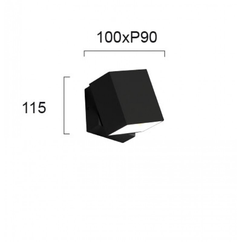 СТЕННА ЛАМПА QUADRO LED 6W ЧЕРНА IP54