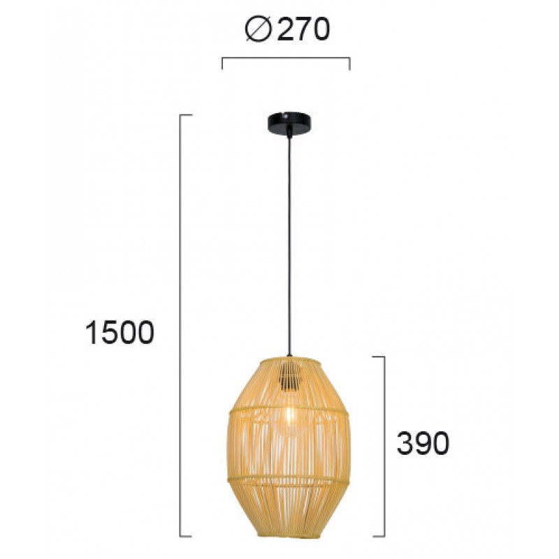 ПЕНДЕЛ ANTEO E27 70W ЧЕРЕН/НАТУРАЛЕН