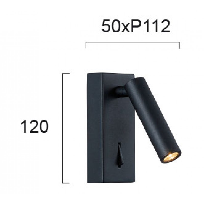 СТЕННА ЛАМПА ЧЕРНА ZEN LED 3W IP20