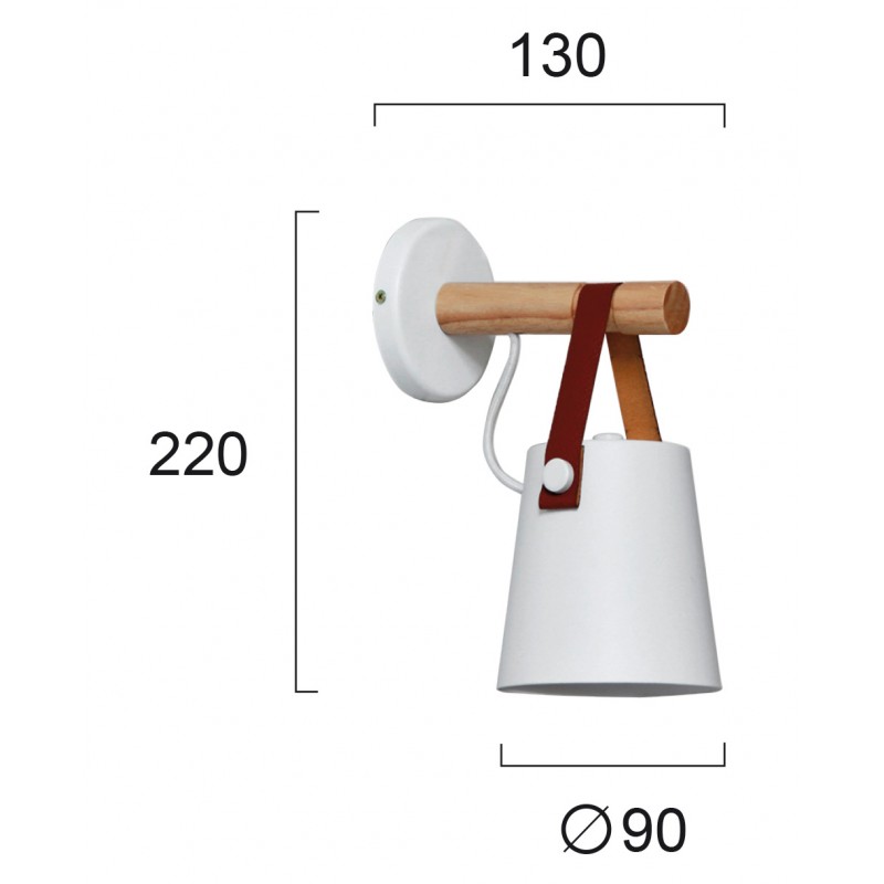 Wall Lamp White Vetra VETRA E27 MAX 40W WHITE IP20 220-240V  ELECTROSTATIC PAINTED STEEL / WOOD      4231600 