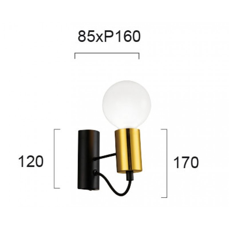 Wall Lamp Volter VOLTER E27 MAX 40W BLACK / GOLD IP20 220-240V  PLATED STEEL       4232500 