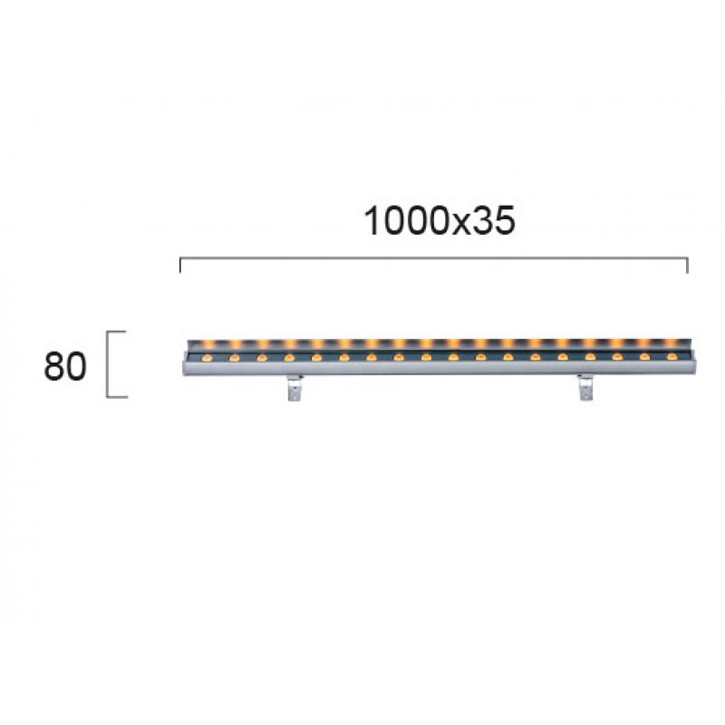 Wall Washer L 1000 Trick TRICK LED module 24,5W DARK GREY IP66 24 VDC  ELECTROSTATIC PAINTED ALUMINIUM  3100K  1683 Lm   4234700 
