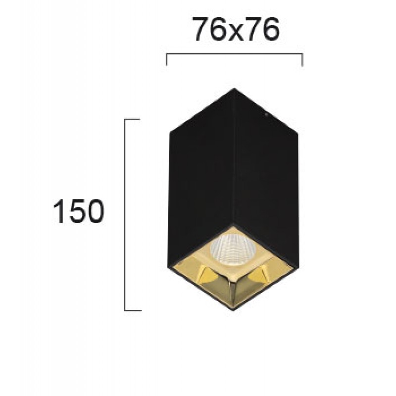 КВАДРАТЕН ТАВАНЕН ПОЛИЛЕЙ GLAM LED 12W 3000K ЧЕРЕН/ЗЛАТЕН