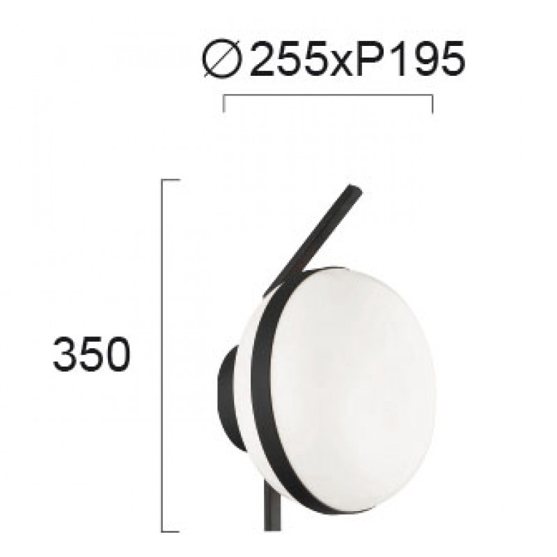 Wall Lamp Palma PALMA E27 MAX 40W BLACK/OPAL IP20 220-240 VAC  ELECTROSTATIC PAINTED ALUMINIUM / GLASS      4245400 
