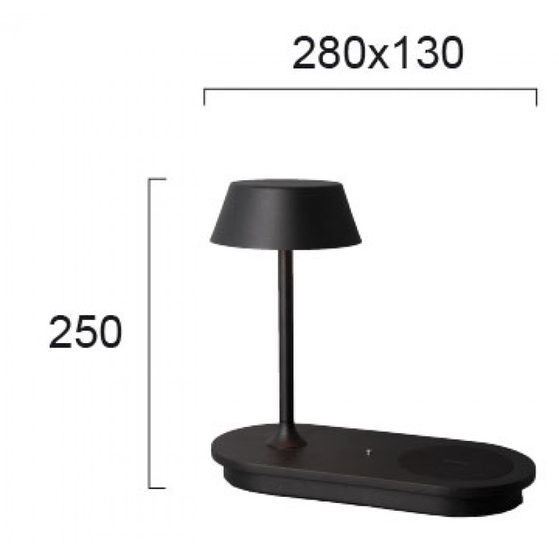 НАСТОЛНА ЛАМПА С БЕЗЖИЧНО ЗАРЯДНО KING LED 7,2W ЧЕРЕН ПЯСЪК IP20