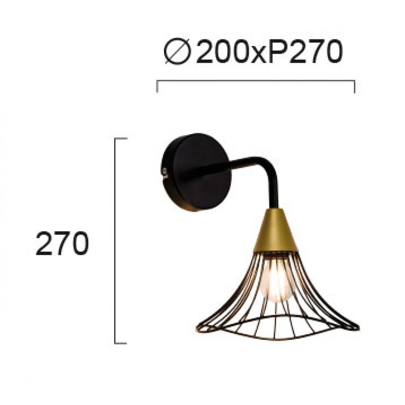 Wall Lamp Tina TINA E14 1 x MAX 42W BLACK / GOLD IP20 220-240 VAC  PLATED / ELECTROSTATIC PAINTED STEEL      4252700 