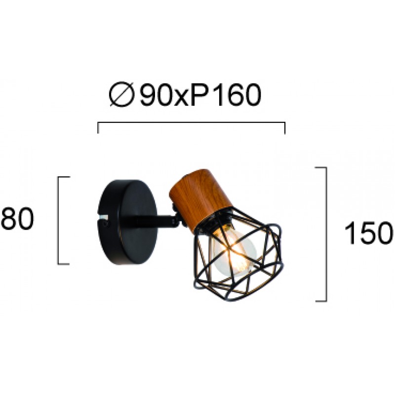 Wall Lamp Vega VEGA E14 1 x MAX 42W BLACK IP20 220-240 VAC  ELECTROSTATIC PAINTED STEEL      4253900 