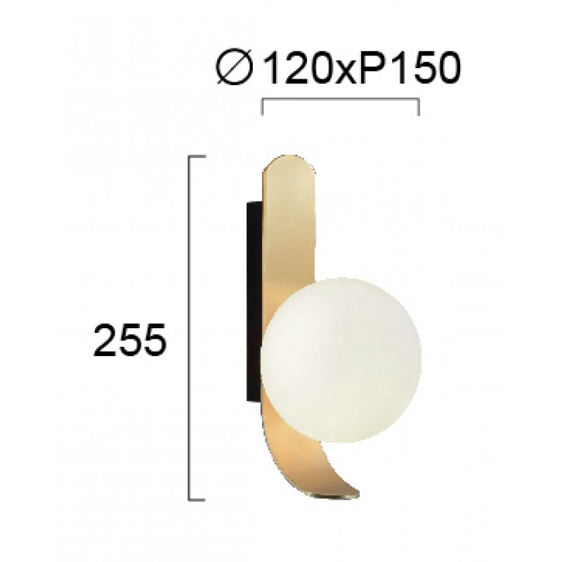 Wall Lamp Polina POLINA G9 1 x MAX 40W OPAL / GOLD  IP20 220-240 VAC  GLASS / PLATED STEEL      4266201 