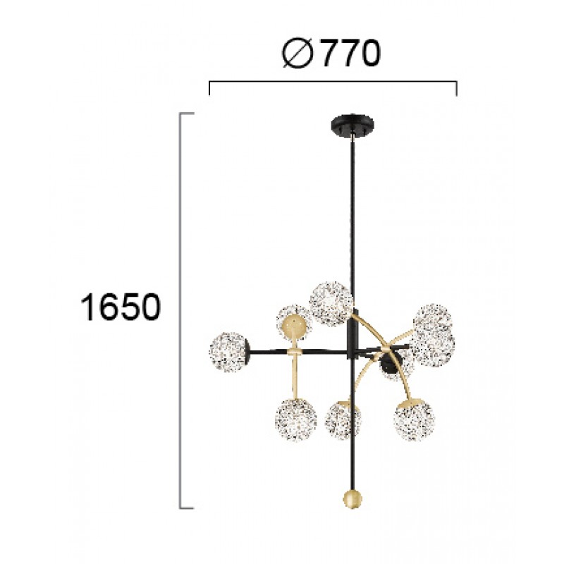 ПЕНДЕЛ DIAMOND G9 LED 9X3W ЗЛАТО-ЧЕРЕН ПЕНДЕЛ DIAMOND G9 LED 9X3W ЗЛАТО-ЧЕРЕН
