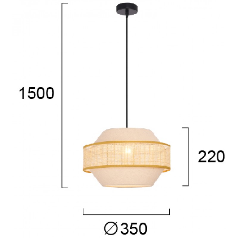 ПЕНДЕЛ ERICA 1X60W E27 ЧЕРЕН/НАТУРАЛЕН