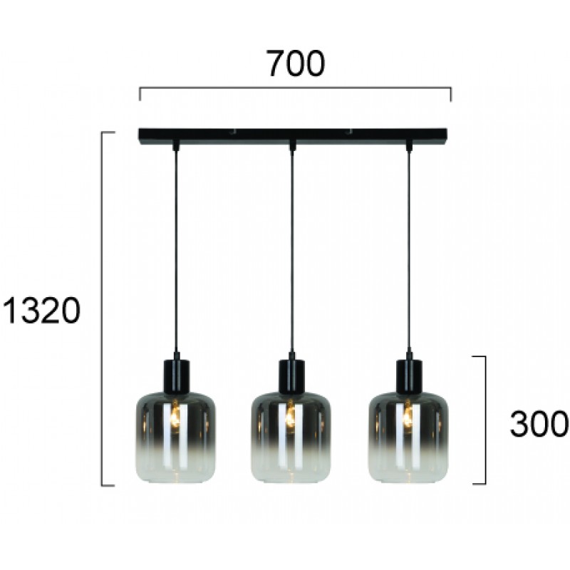 ПЕНДЕЛ ADAM 3L E27 ЧЕРЕН ДИМ