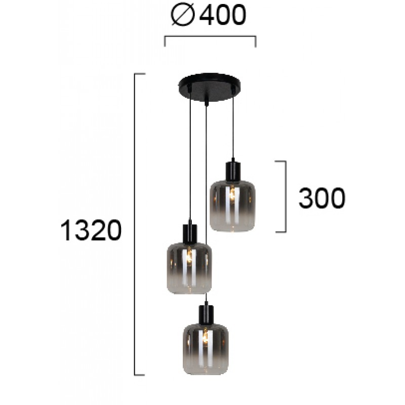 ВИСЯЩА ЛАМПА ADAM 3X60W ЧЕРЕН ДИМ ВИСЯЩА ЛАМПА ADAM 3X60W ЧЕРЕН ДИМ