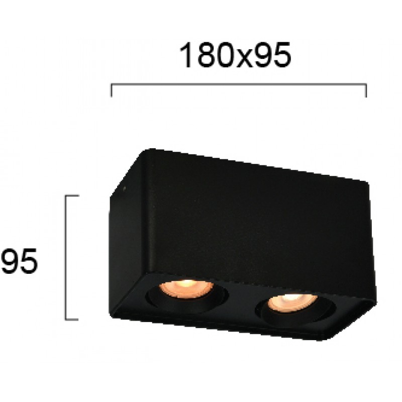 2/L Ceiling Light Black Arion GU10 2 x Max 50W 0 0 220-240V AC 50-60 Hz  0   ALUMINIUM  BLACK  L:180 H:95 W:95 IP20 ARION 4279901 