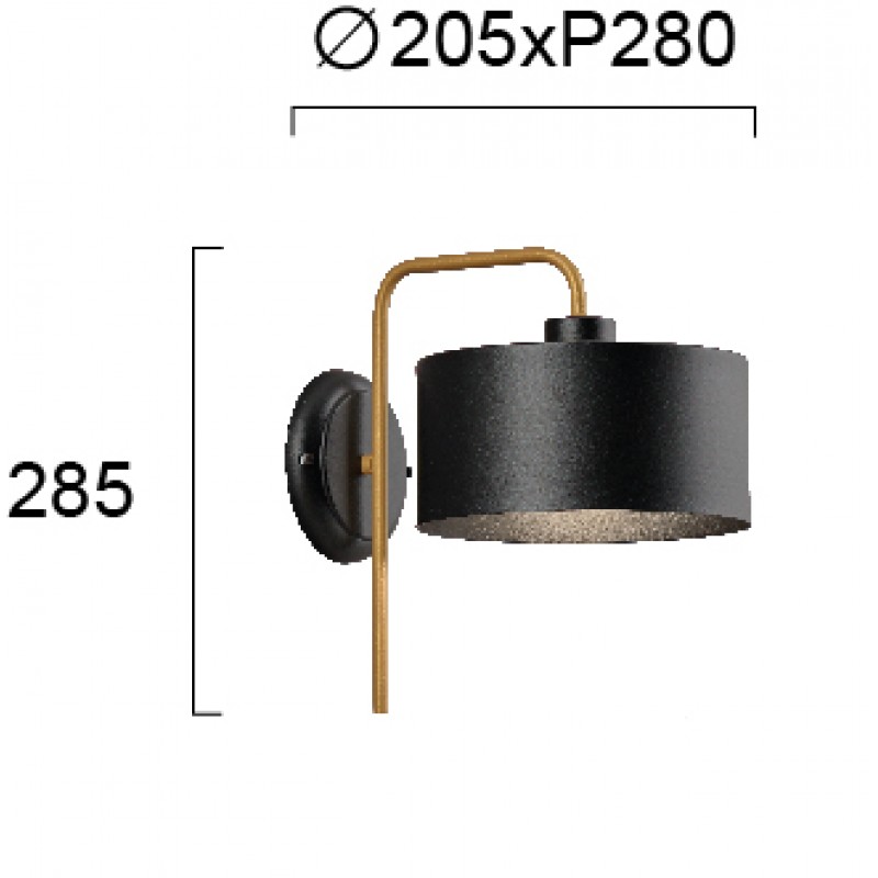 СТЕННА ЛАМПА SEVENTY’S E27 40W ЧЕРНО/ЗЛАТО СТЕННА ЛАМПА SEVENTY’S E27 40W ЧЕРНО/ЗЛАТО