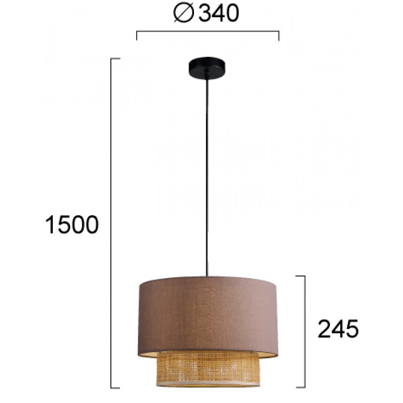 ВИСЯЩА ЛАМПА RIKA E27 1X40W СИВА/НАТУРАЛНА