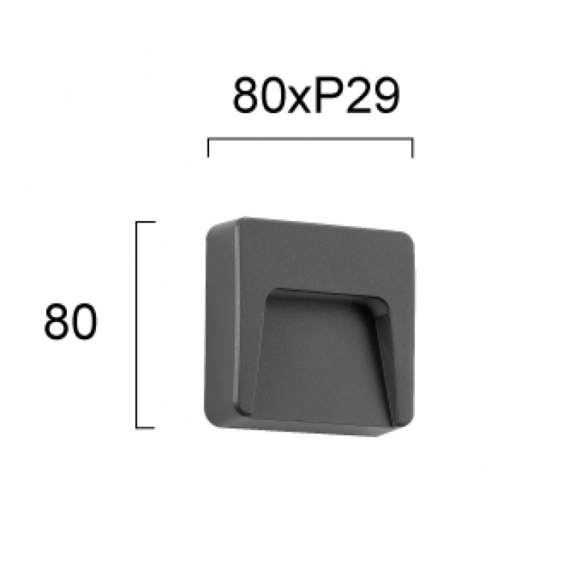 СТЕННА ЛАМПА LED 2W 3000K DARK GREY