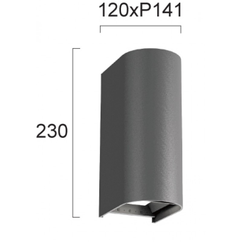 Wall light Dark Grey Azores LED module 20W 3000K/4000K/6500K with CCT switch  480 Lm / 590 Lm / 590Lm 220-240V AC 50-60 Hz  25000h  ALUMINIUM/TEMPERED GLASS   DARK GREY  L:120 H:230 P:141 IP65 AZORES 4310001 