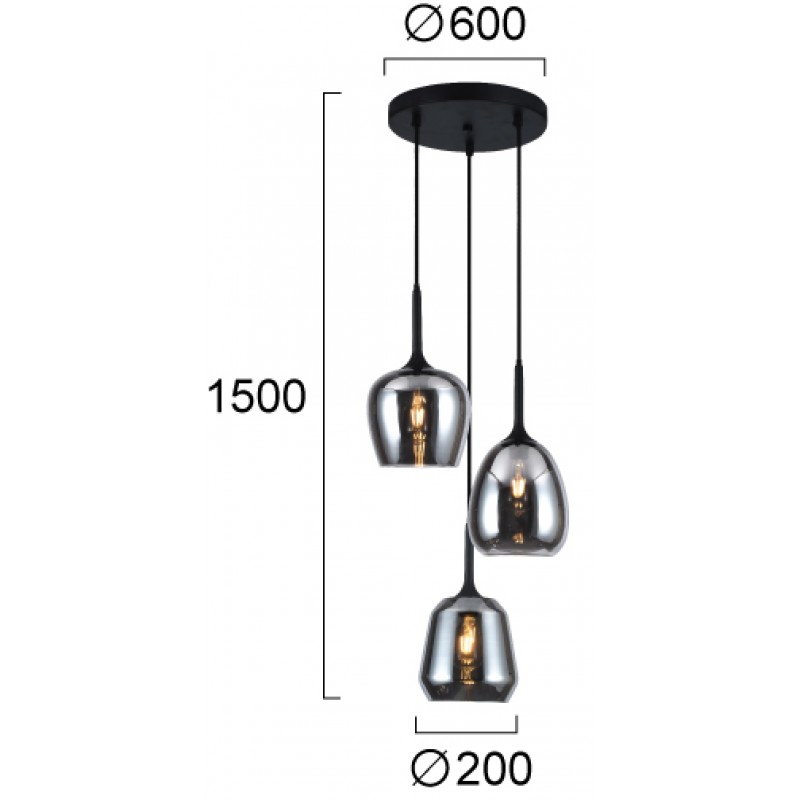 ВИСЯЩА ЛАМПА MAEVA 3X40W ЧЕРЕН ДИМ ВИСЯЩА ЛАМПА MAEVA 3X40W ЧЕРЕН ДИМ