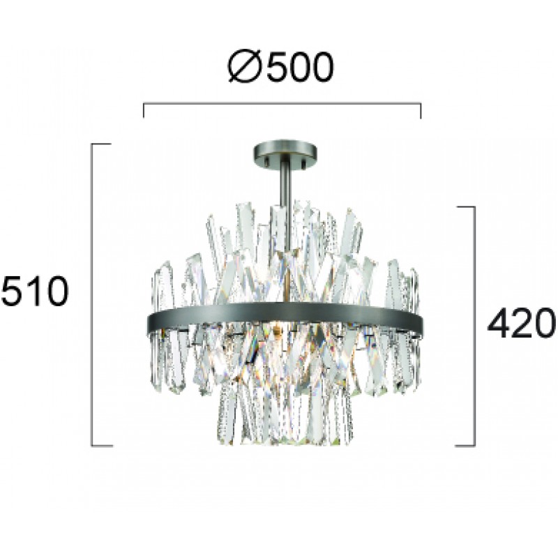 Ceiling Light Veronica G9  8 x MAX 28W 0 0 220-240V AC 50-60 Hz  0  GLASS / ELECTROSTATIC PAINTED STEEL  CLEAR /ANTIQUE SILVER  D:500 H:510 0 IP20 VERONICA 4315100 