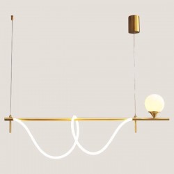 LIGHT FIXTURES HANGING LINEAR LED 50W+1xG9 3000Κ 150x36 GOLD 144-16007