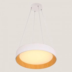 LIGHT FIXTURES HANGING ROUND LED 30W 3000Κ Φ45x11 WHITE/WOOD OAK 144-17022