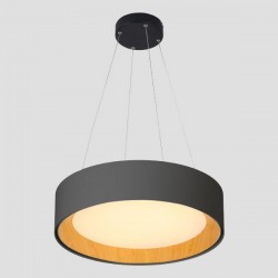 LIGHT FIXTURES HANGING ROUNDLED 30W 3000Κ Φ45x11 BLACK/WOOD OAK 144-17023