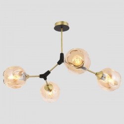 Ceiling Lighting Fixture Hanging 4xΕ27 550X550X20 BRONZE/HONEY 144-23011 Ceiling Lighting Fixture Hanging 4xΕ27 550X550X20 BRONZE/HONEY 144-23011