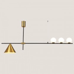 LIGHT FIXTURES HANGING LINEAR E27x3xG4 155x50 BLACK/GOLD 144-26003