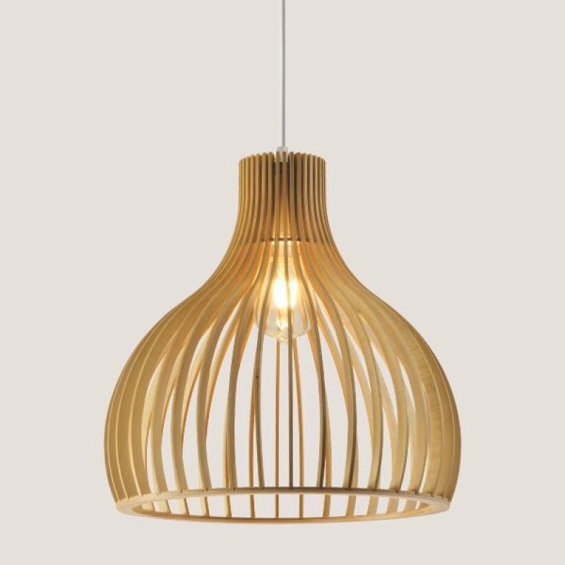 LIGHT FIXTURES HANGING SIMPLE E27 Φ350x370 WOOD 144-30004