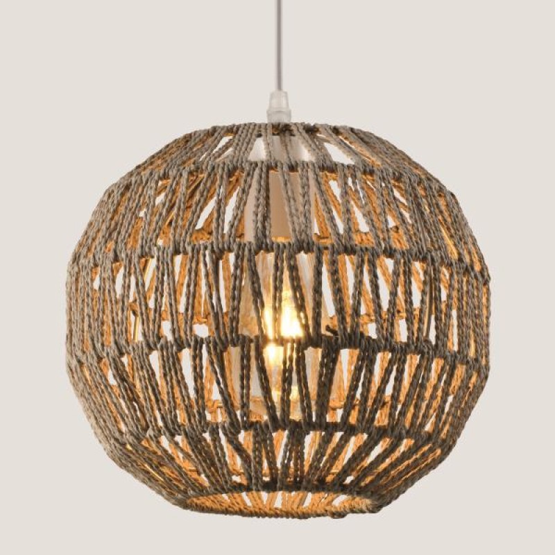 LIGHT FIXTURES HANGING SIMPLE E27 Φ255x230 GREY ROPE 144-32000