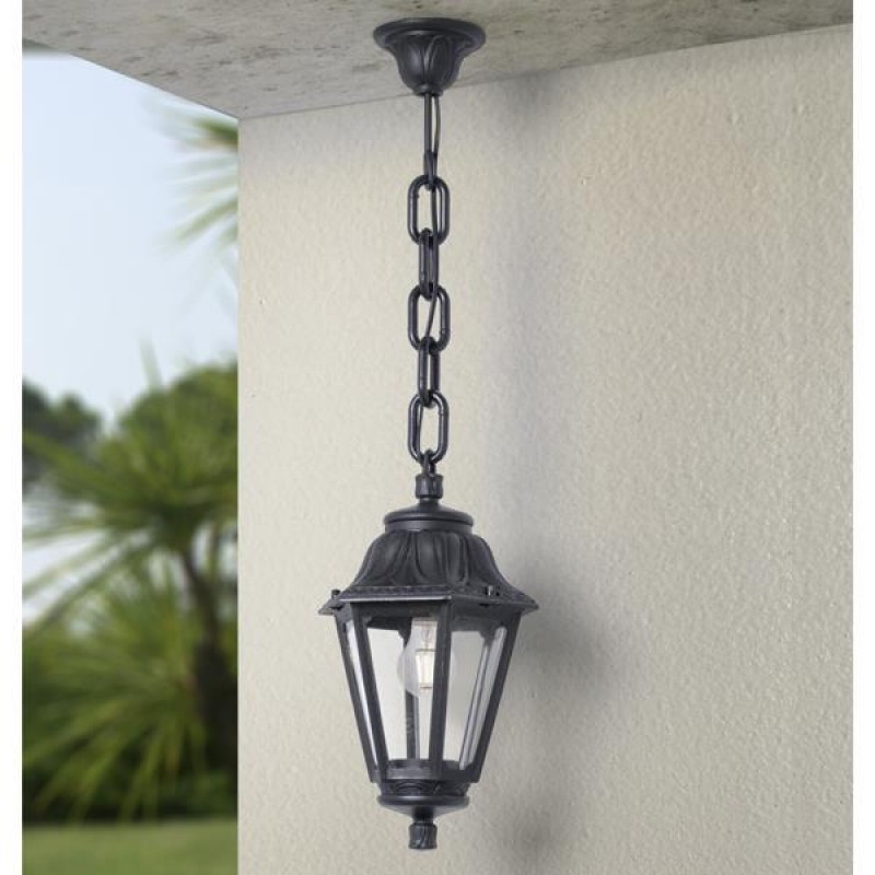 FUMAGALLI SICHEM ANNA HANGING OUTDOOR LIGHT HEXAGONAL  BLACK E27 220x800mm 145-26008