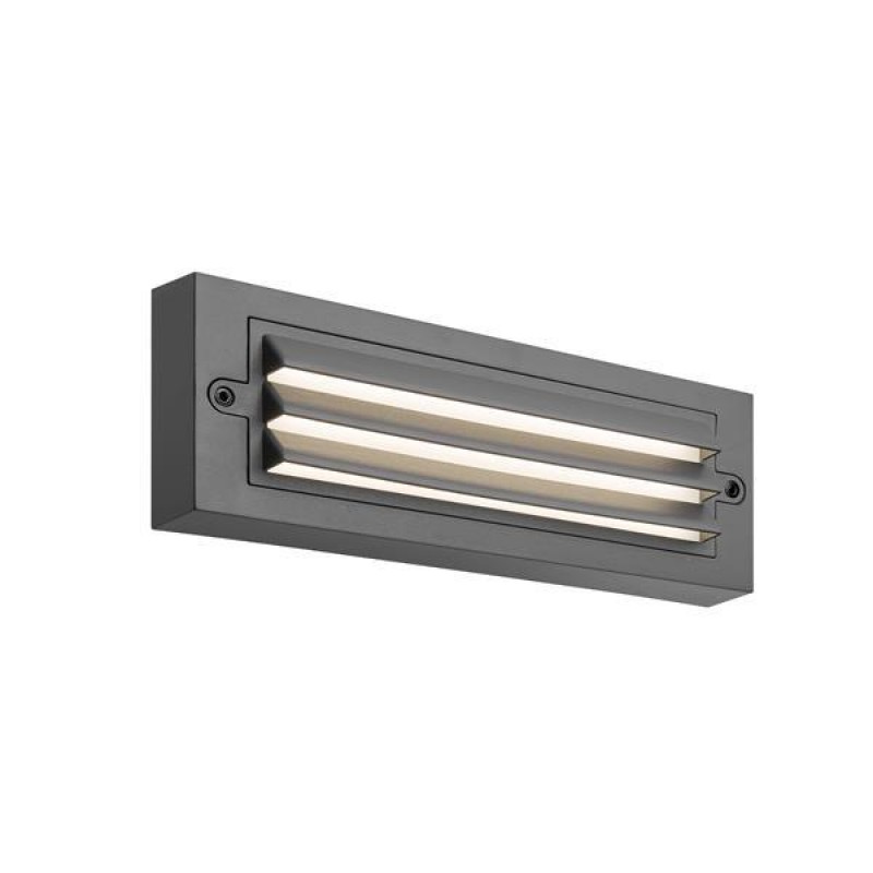 СТЕННА ЛАМПА С РЕШЕТКА LED 6W 255X42X90 3CCT IP65 ТЪМНО СИВ