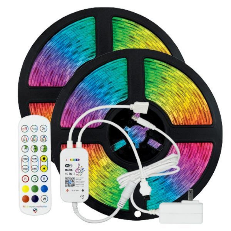 LED STRIP KIT 2 X 5 METERS RGB 12V + DRIVER + Wifi CONTROLLER WITH MUSIC IP20 145-70044 LED STRIP KIT 2 X 5 METERS RGB 12V + DRIVER + Wifi CONTROLLER WITH MUSIC IP20 145-70044