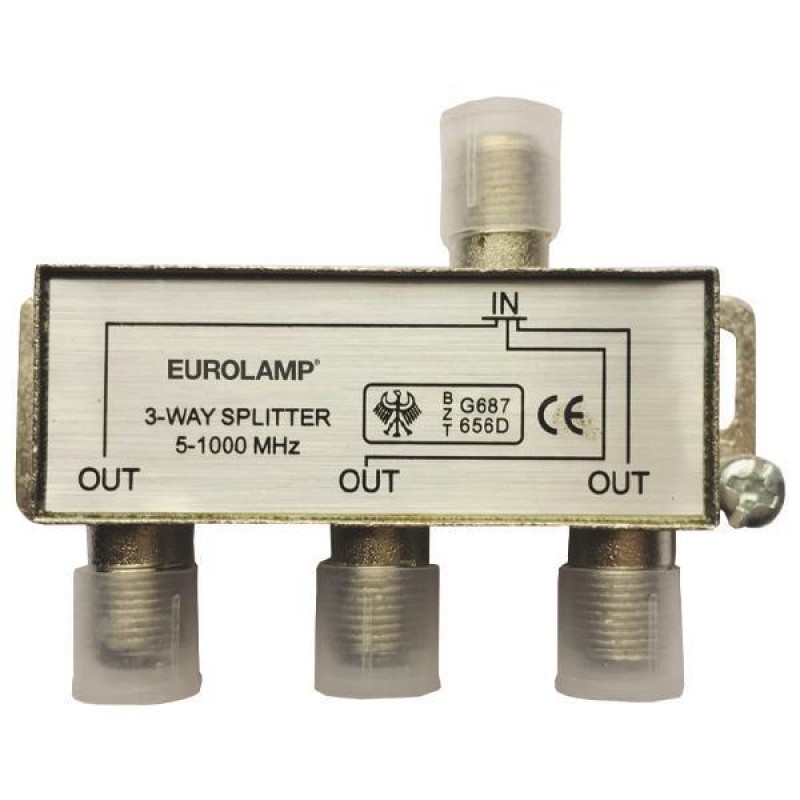 3 WAY TV SPLITTER METALLIC TYPE F 1/3 147-10121 3 WAY TV SPLITTER METALLIC TYPE F 1/3 147-10121