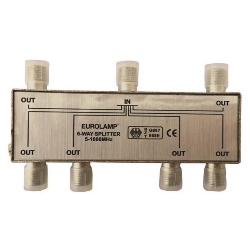 6 WAY TV SPLITTER METALLIC TYPE F 1/6 147-10123
