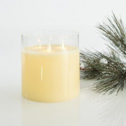 LED BATTERY CANDLE LIGHT WITH FLICKERING FLAME, WITH 3 FLAMES AND GLASS, WITH TIMER, 15x15cm 147-15085