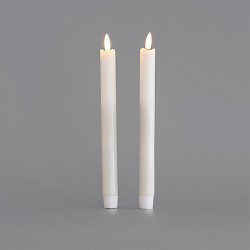 BATTERY OPERATED CANDLE, WITH MOVING FLAME, WHITE, SET 2 PCS, 2,2x24cm 147-15101