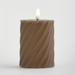 BATTERY OPERATED CANDLE, WITH FLAME, BROWN, WITH TIMER, 7x10cm 147-15105